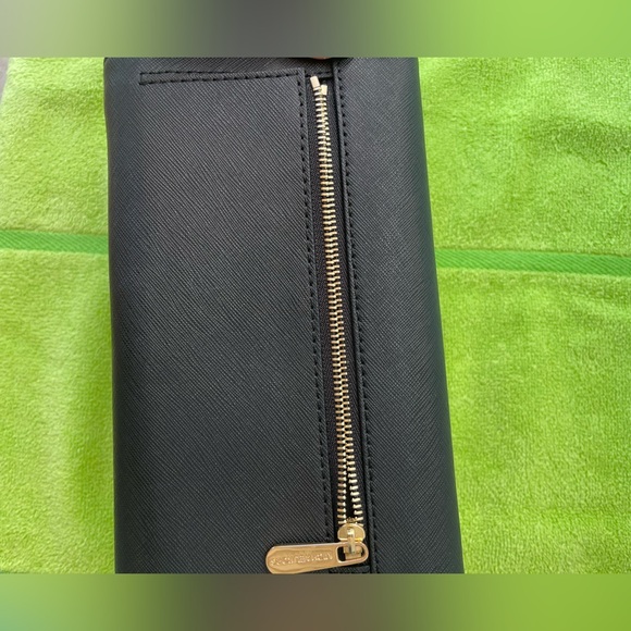 Michael Kors!!! Jet Set Large Trifold Wallet Black Leather Gold Pen & Checkbook - Picture 14 of 16